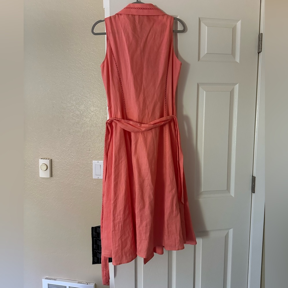 8 Jones New York Coral Midi Dress Linen Cotton - Picture 2 of 4